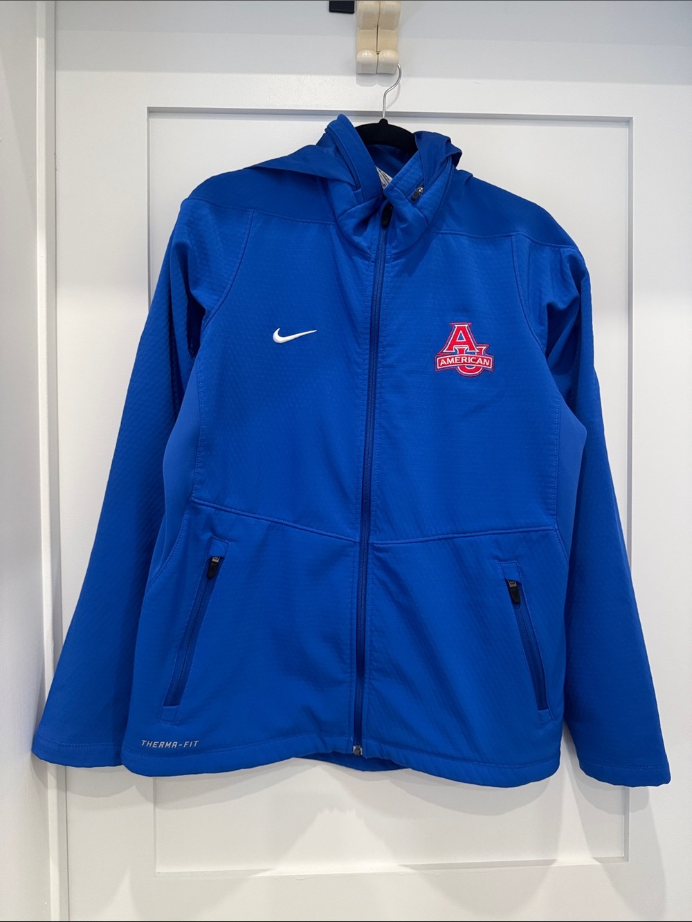 Nike Royal Blue Full-Zip Hoodie American University Warmup Jacket EUC